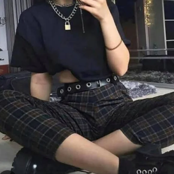 Black & Green Formal Trousers for women - Picture 3 of 5